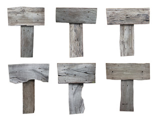 wooden sign isolated on white save paths