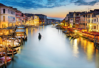 Grand Canal at night, Venice - obrazy, fototapety, plakaty