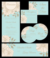 Set of wedding invitation cards