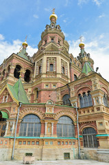 Fototapeta na wymiar St. Peter and Paul Cathedral in Peterhof, St. Petersburg, Russia