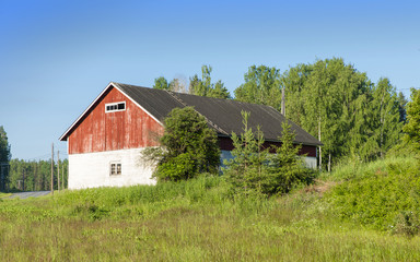 Old barn on the field