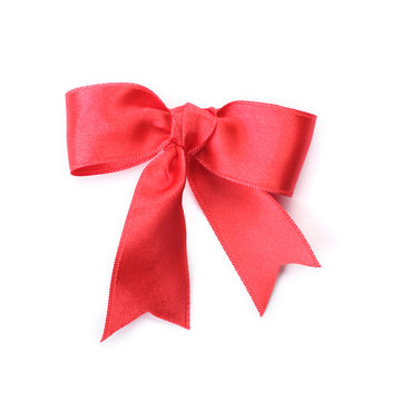Red bow on white background