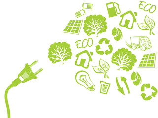 Obraz premium green plug - electric power concept