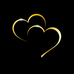 Vector golden 	Logo two hearts