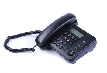 One landline phone on white background