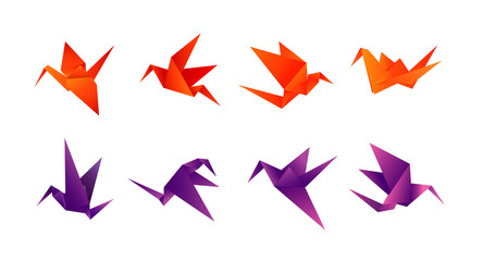 paper birds in different angles