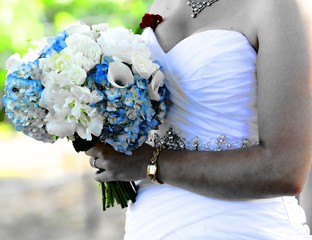 Beautiful Bridal Dress Blue Ribbon