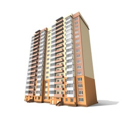 Modern building on white background, 3D render.