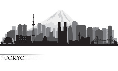 Tokyo city skyline silhouette - obrazy, fototapety, plakaty