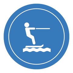 Ski Nautique dans un panneau rond bleu