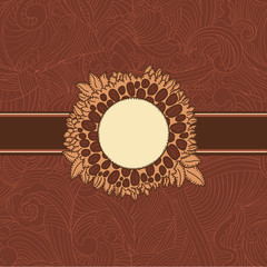 Coffee beans brown vintage label