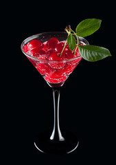 Cherries in a martini glass