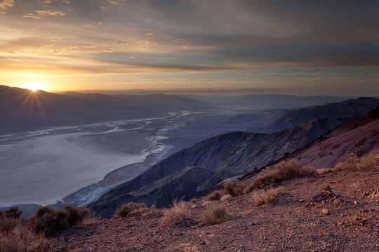 Sunbeams over Badwater Basin, Death Valley