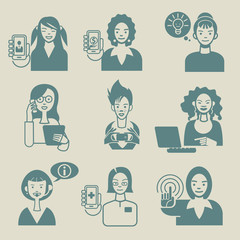 Working Women Faces Set