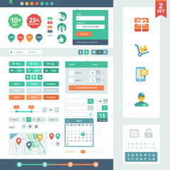 Vector UI elements for web and mobile. Flat design trend. Labels