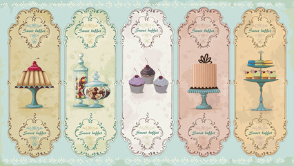 Set of vintage labels with cakes - 53541773
