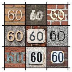 Collage of House Numbers Sixty