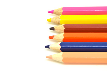 color pencils on white background