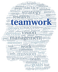 Teamwork concept in word tag cloud