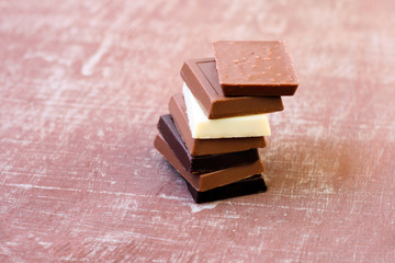 Squares of assorted chocolate