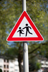 Traffic warning sign for children playing