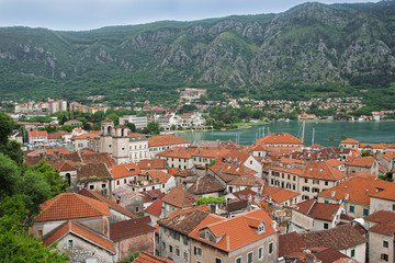 Fototapeta na wymiar Kotor old town and Boka Kotorska bay, Montenegro