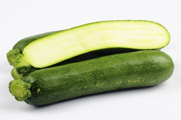 zucchini or courgette on the white background