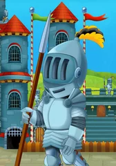Foto op geborsteld aluminium Ridders De cartoon middeleeuwse illustratie van een ridder