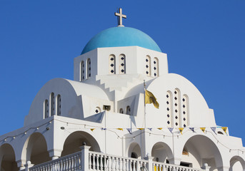 White and blue Greek church