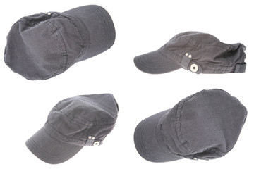 A casual baseball hat over white