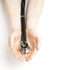 Hands offering medical help