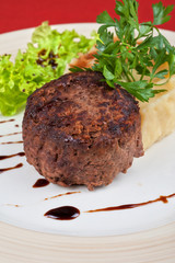 Fried meat steak