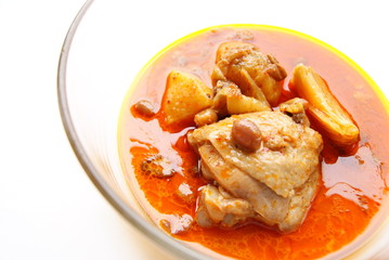 Chicken mussaman curry, Thai food isolated on white background