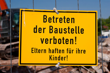 Fototapeta premium Baustellenschild