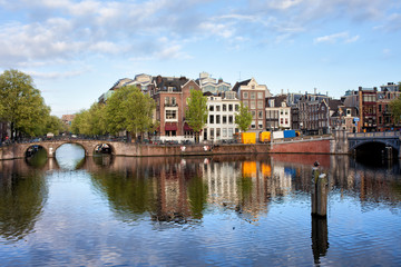 Fototapeta na wymiar Amstel River in the City of Amsterdam