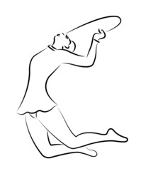 gymnast girl performing, vector