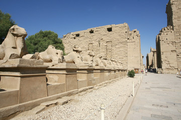 Ancient ruins of Karnak temple in Egypt in the summer