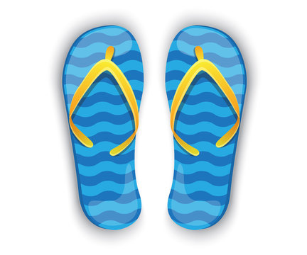 shiny blue flip-flops