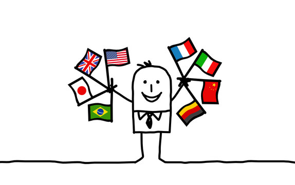 businessman & flags 