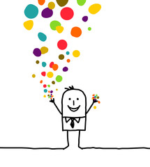 man & confettis 