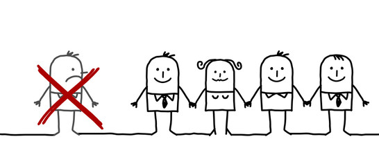 Obraz premium united group & excluded man 