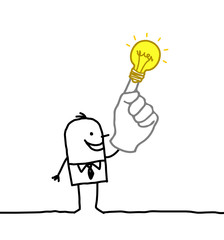 man & lighted finger 