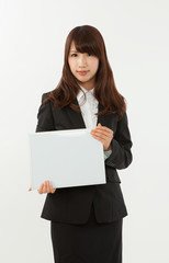 Naklejka premium ビジネス 女性 日本 ホワイトボード