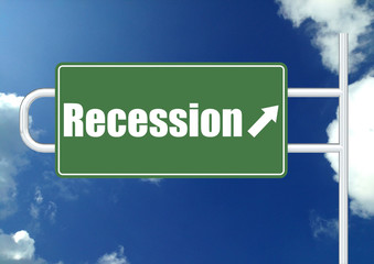 Recession road sign