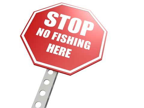 Stop no fishing road sign