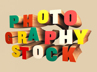 Colorful wooden 3D Text