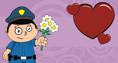 policeman kid cartoon valentine background in vector ofrmat