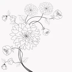 Cercles muraux Fleurs noir et blanc Fond floral