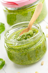 Pesto sauce and spoon