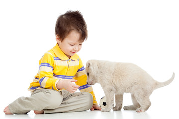 kid little boy and puppy dog © Oksana Kuzmina
